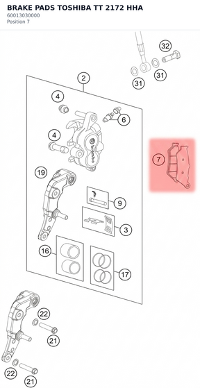 Diagram preview: BRAKE PADS TOSHIBA TT 2172 HHA (60013030000)
