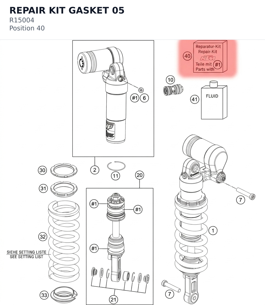 Diagram preview: REPAIR KIT GASKET           05 (R15004)