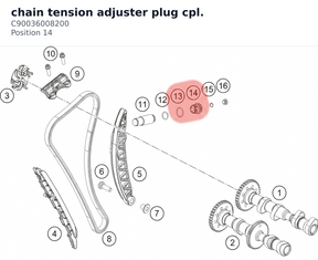 Diagram preview: chain tension adjuster plug cpl. (C90036008200)