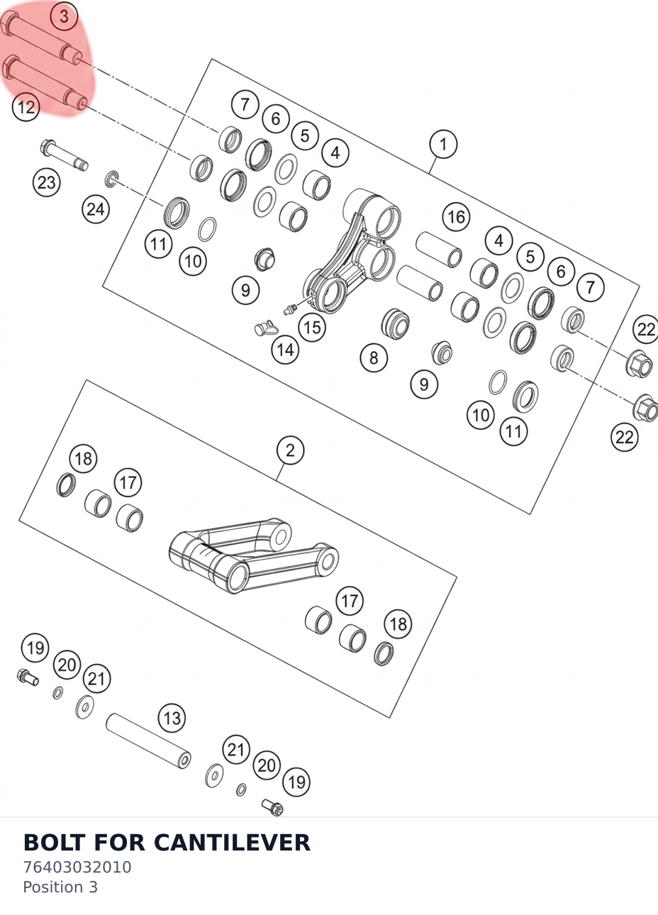 Diagram preview: BOLT FOR CANTILEVER (76403032010)