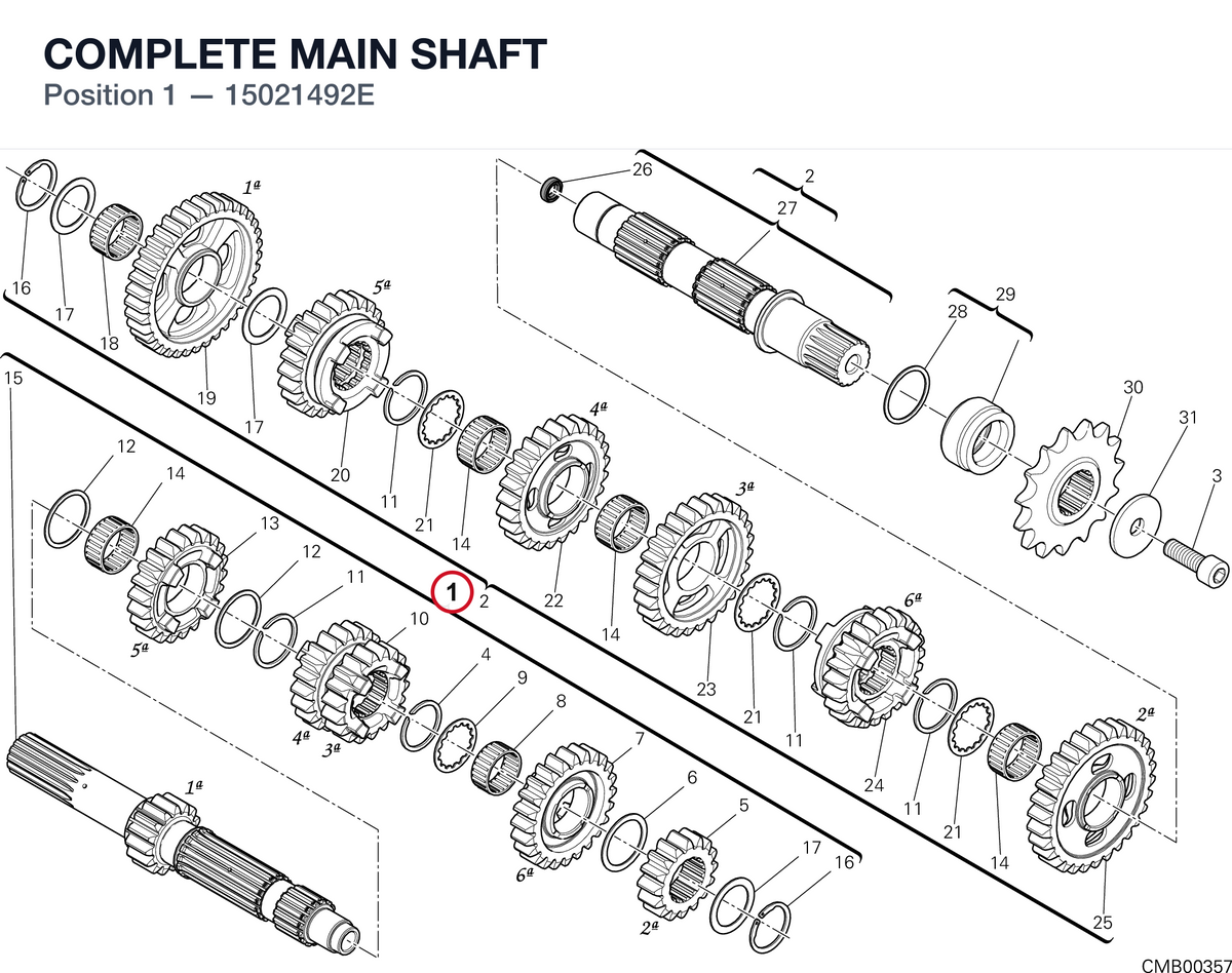 COMPLETE MAIN SHAFT 15021492E diagram position