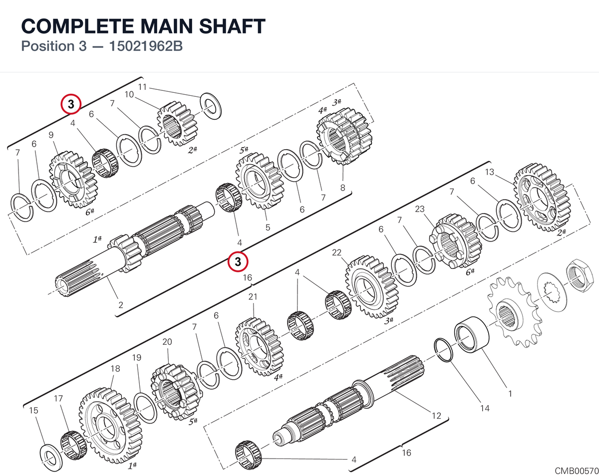 COMPLETE MAIN SHAFT 15021962B diagram position