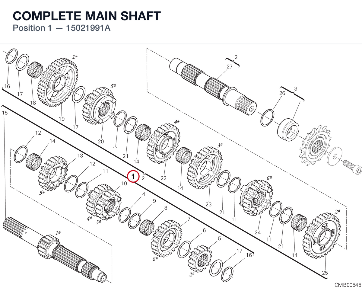 COMPLETE MAIN SHAFT 15021991A diagram position
