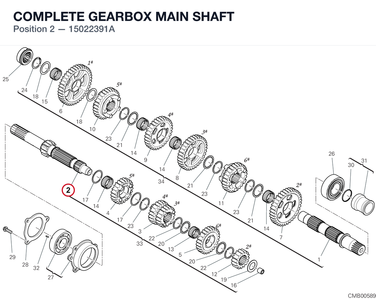 COMPLETE GEARBOX MAIN SHAFT 15022391A diagram position