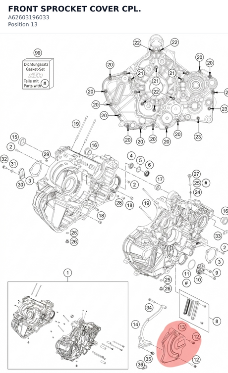 Diagram preview: FRONT SPROCKET COVER CPL. (A62603196033)