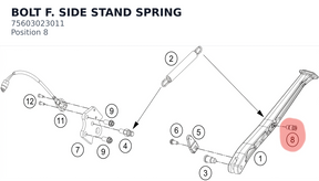 Diagram preview: BOLT F. SIDE STAND SPRING (75603023011)