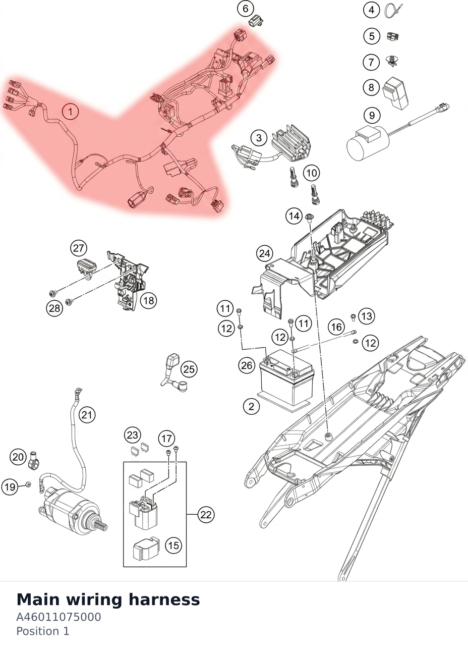 Diagram preview: Main wiring harness (A46011075000)