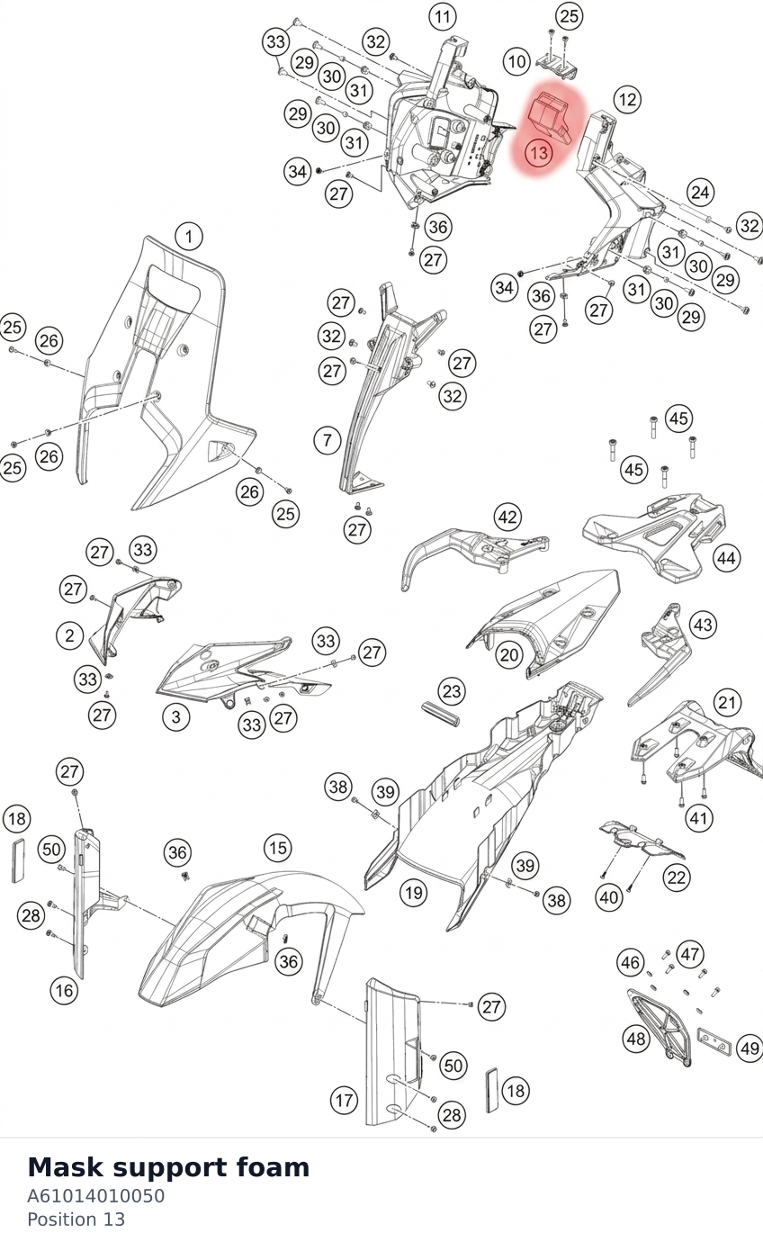 Diagram preview: Mask support foam (A61014010050)