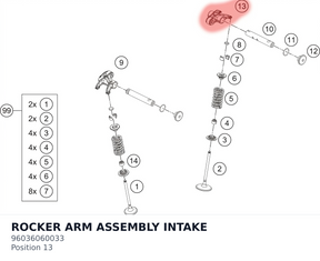 Diagram preview: ROCKER ARM ASSEMBLY INTAKE (96036060033)