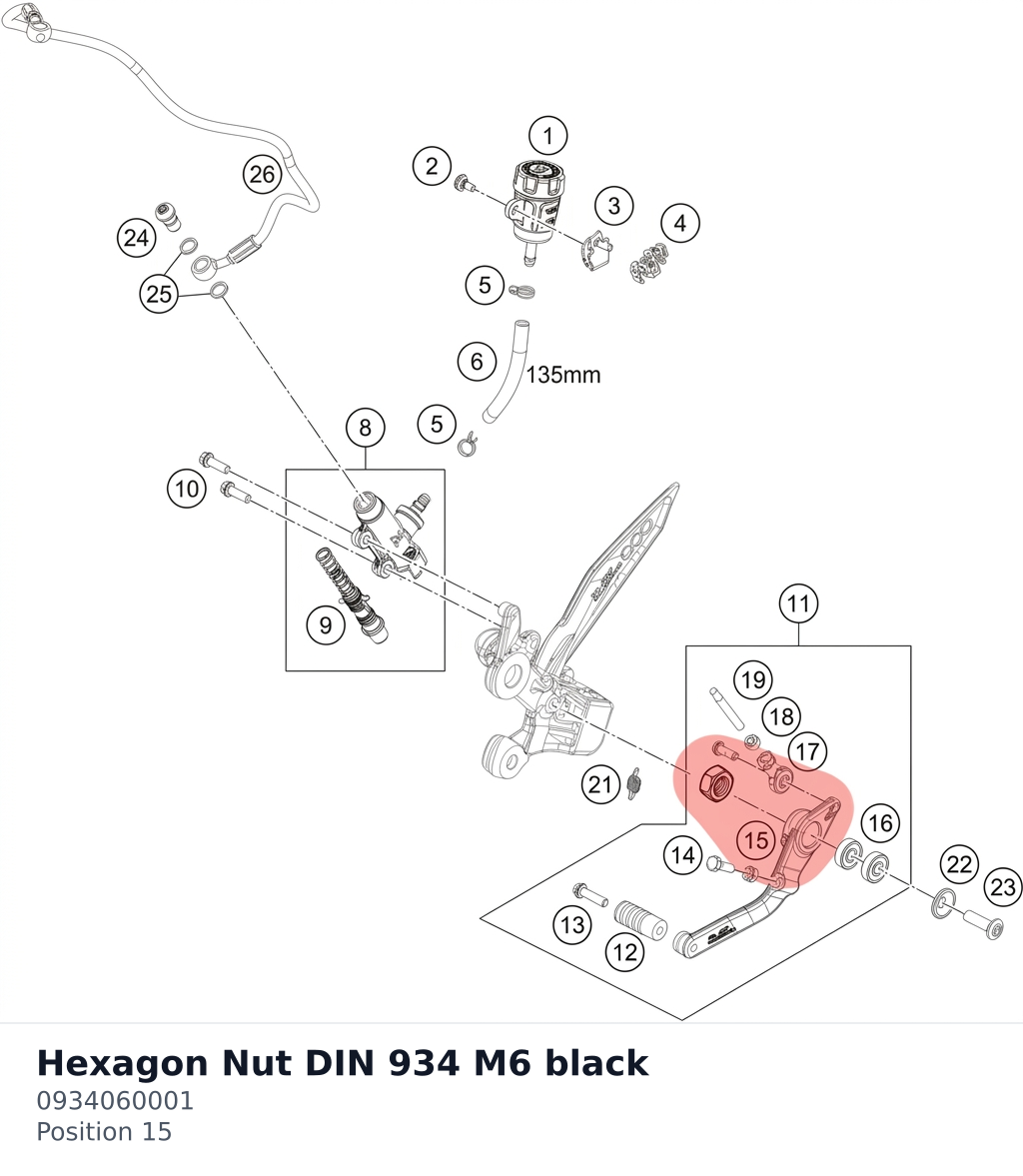 Diagram preview: Hexagon Nut DIN 934 M6 black (0934060001)
