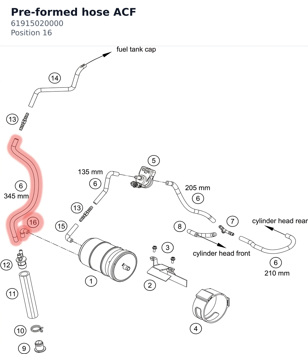 Diagram preview: Pre-formed hose ACF (61915020000)