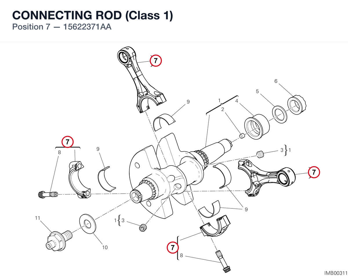 CONNECTING ROD (Class 1) 15622371AA diagram position