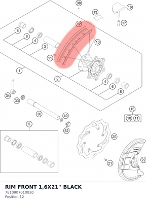 Diagram preview: RIM FRONT 1,6X21'' BLACK (7810907010030)