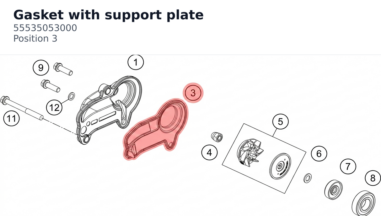Diagram preview: Gasket with support plate (55535053000)