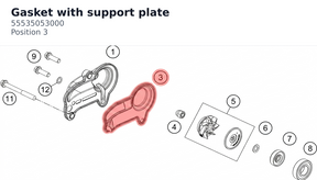 Diagram preview: Gasket with support plate (55535053000)
