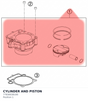 Diagram preview: CYLINDER AND PISTON (77830038100)