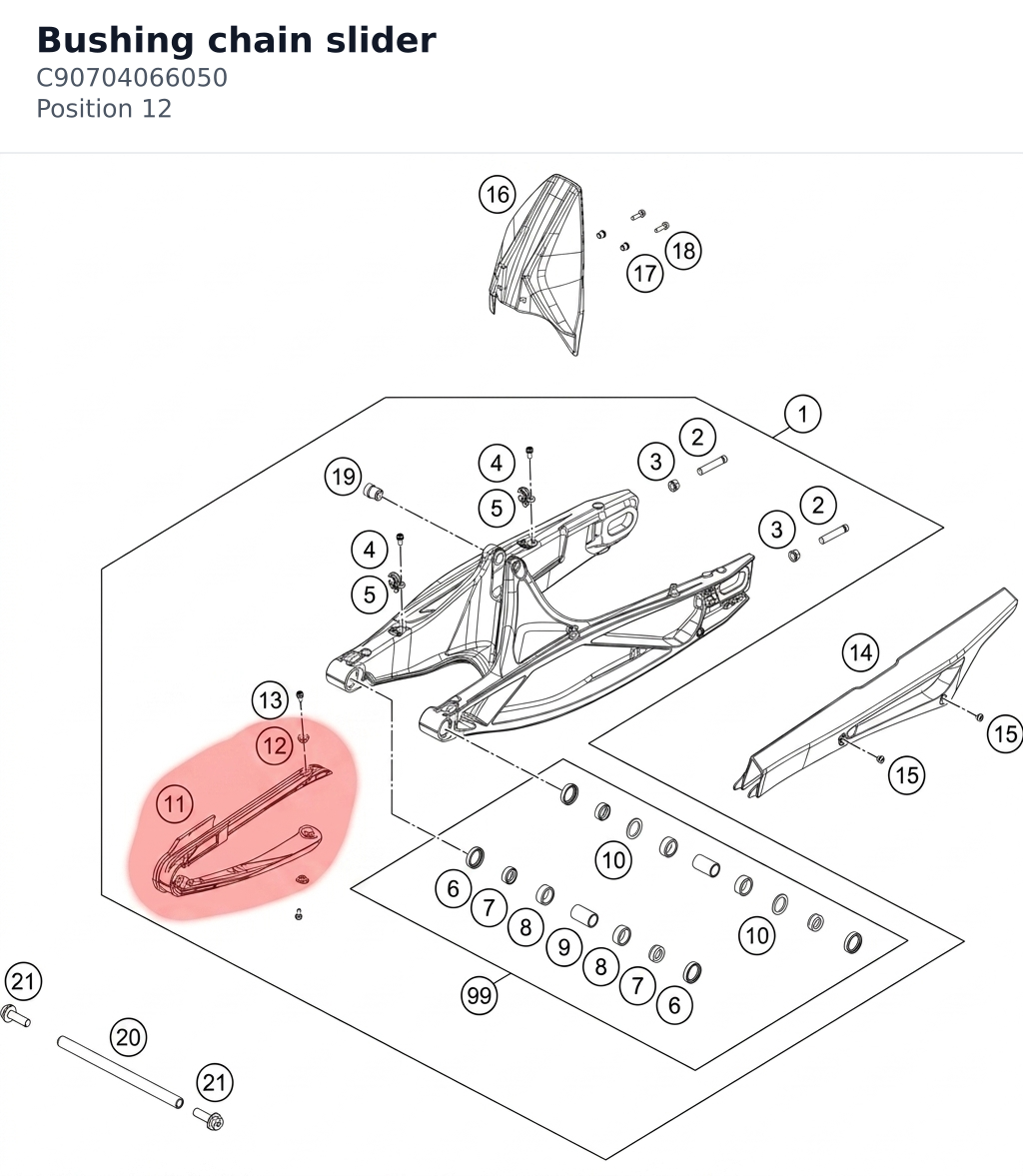 Diagram preview: Bushing chain slider (C90704066050)