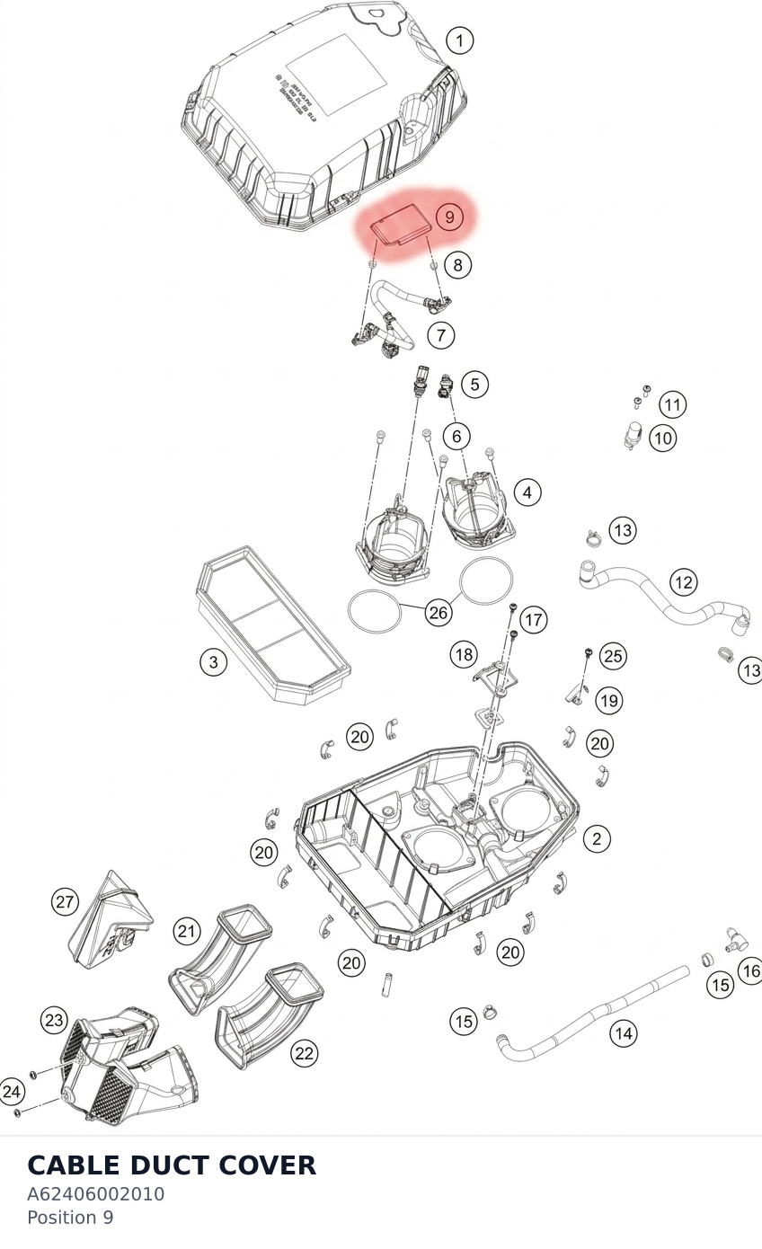 Diagram preview: CABLE DUCT COVER (A62406002010)