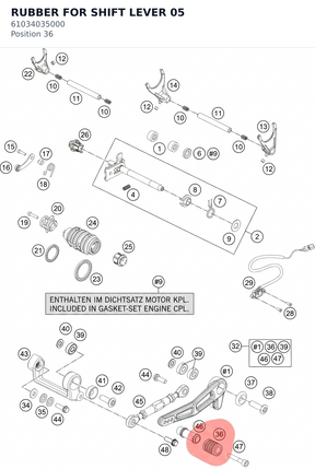 Diagram preview: RUBBER FOR SHIFT LEVER      05 (61034035000)
