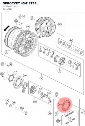 Diagram preview: SPROCKET 45-T STEEL (75010051045)