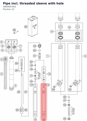 Diagram preview: Pipe incl. threaded sleeve with hole (48600870S2)