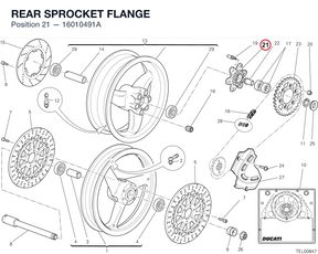 REAR SPROCKET FLANGE 16010491A diagram position