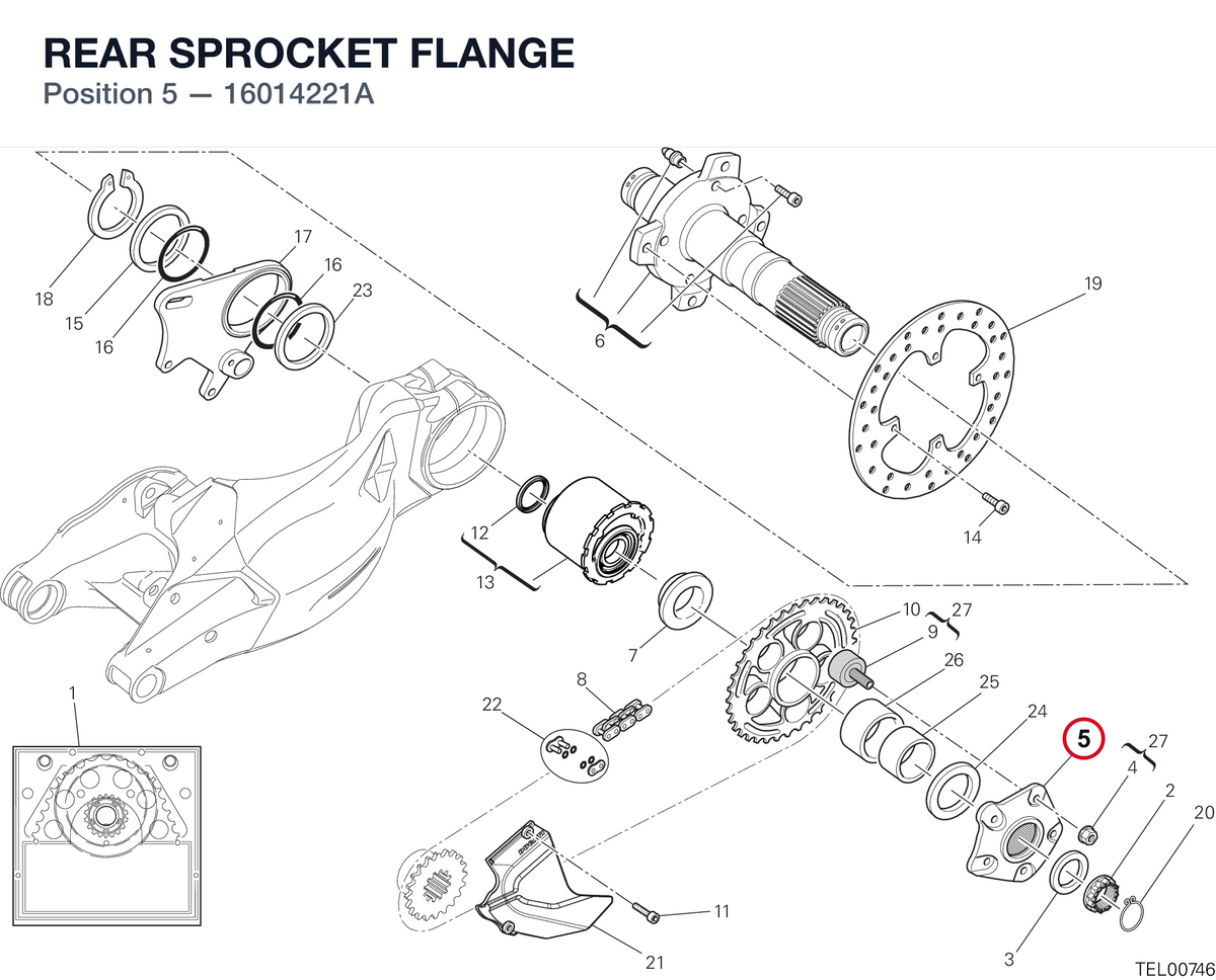 REAR SPROCKET FLANGE 16014221A diagram position