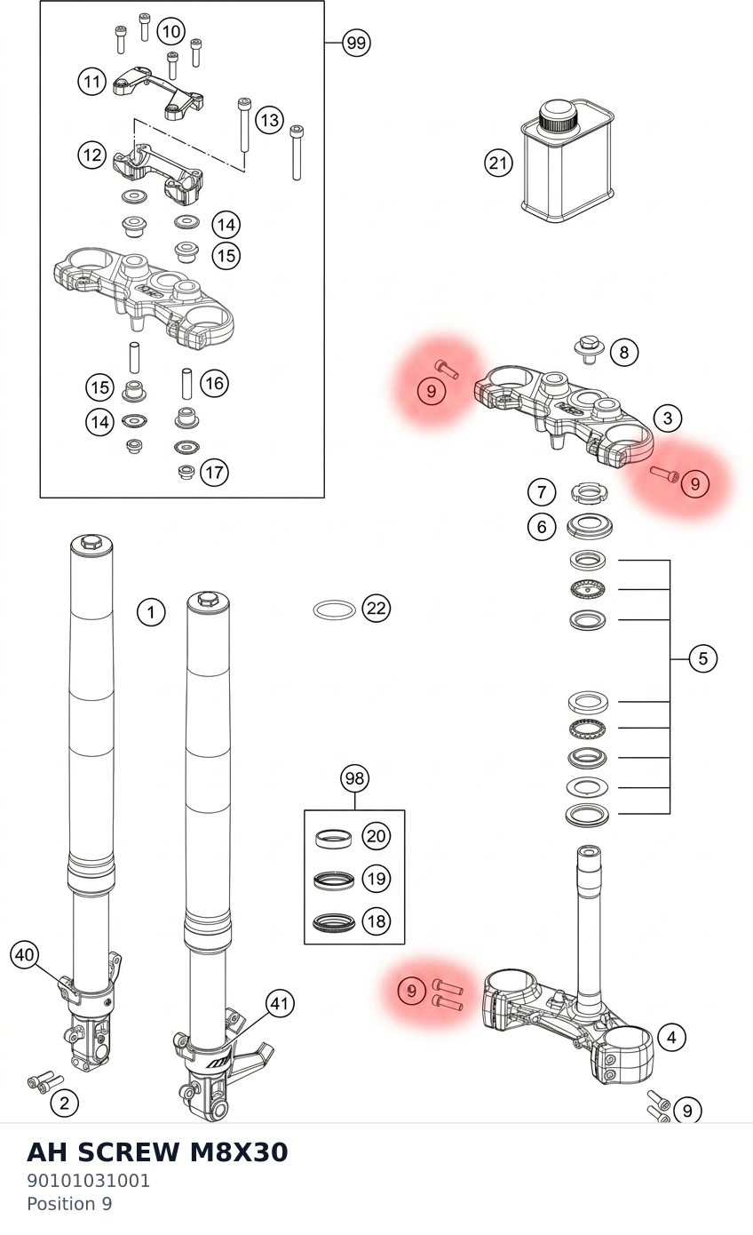Diagram preview: AH SCREW M8X30 (90101031001)