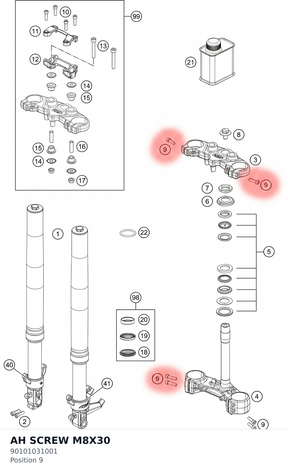 Diagram preview: AH SCREW M8X30 (90101031001)