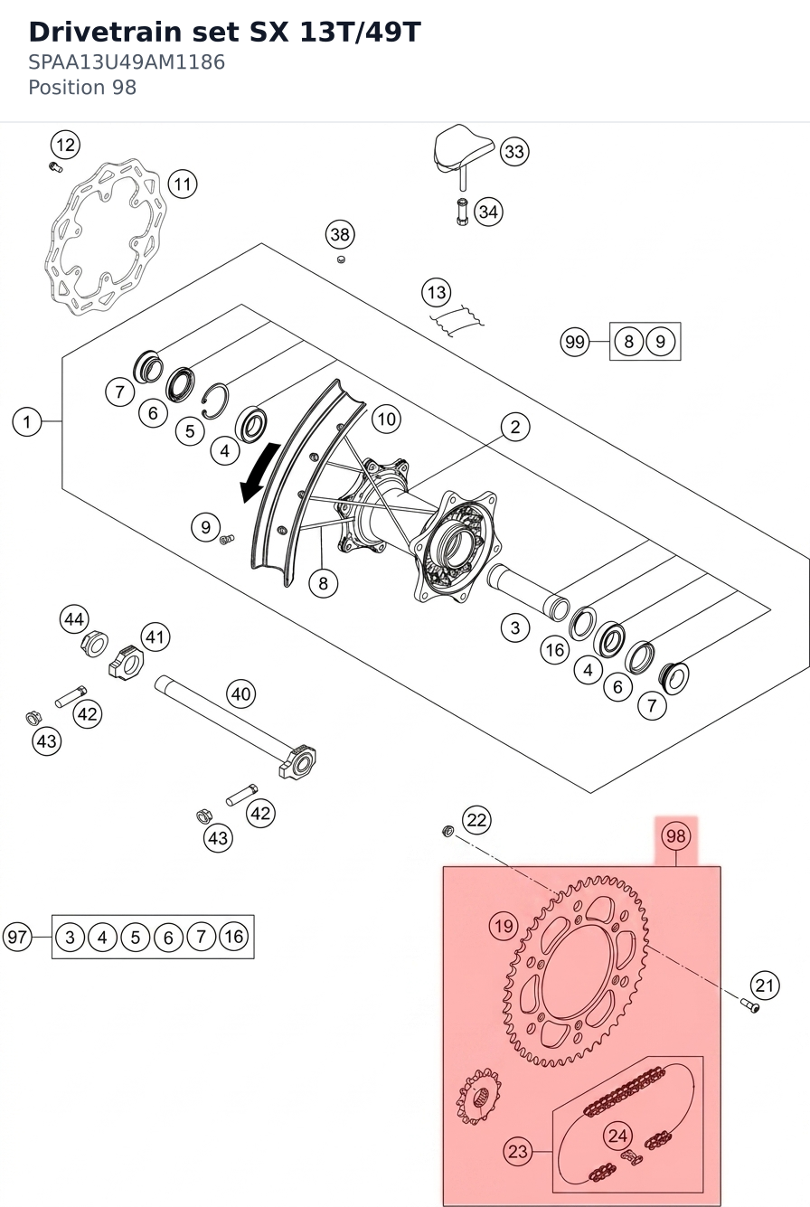 Diagram preview: Drivetrain set SX 13T/49T (SPAA13U49AM1186)
