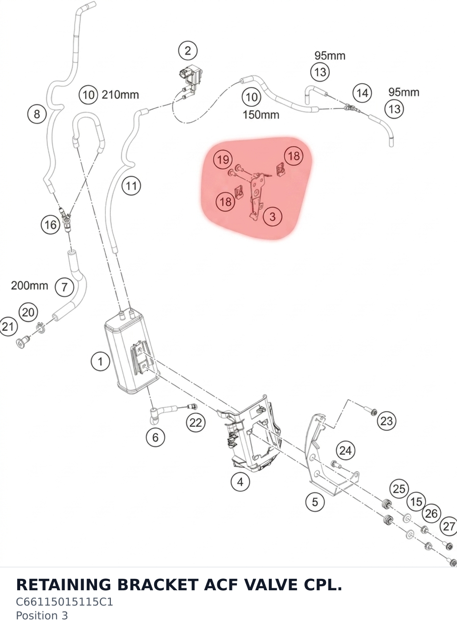 Diagram preview: RETAINING BRACKET ACF VALVE CPL. (C66115015115C1)