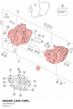 Diagram preview: ENGINE CASE CMPL. (76730000233)