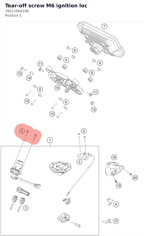 Diagram preview: Tear-off screw M6 ignition loc (76011064100)
