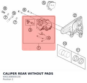 Diagram preview: CALIPER REAR  WITHOUT PADS (6901308000130)