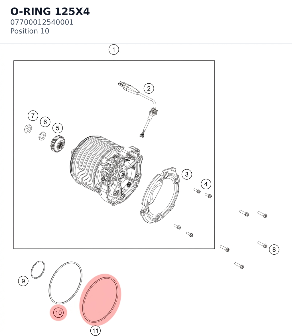 Diagram preview: O-RING 125X4 (07700012540001)