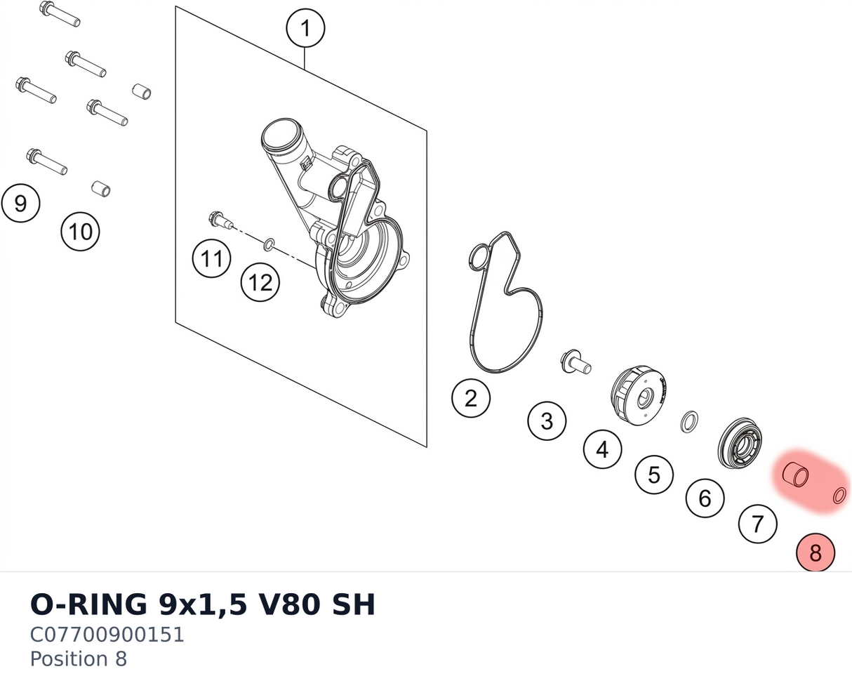 Diagram preview: O-RING 9x1,5 V80 SH (C07700900151)