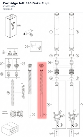 Diagram preview: Cartridge left 890 Duke R cpl. (43578195S4)