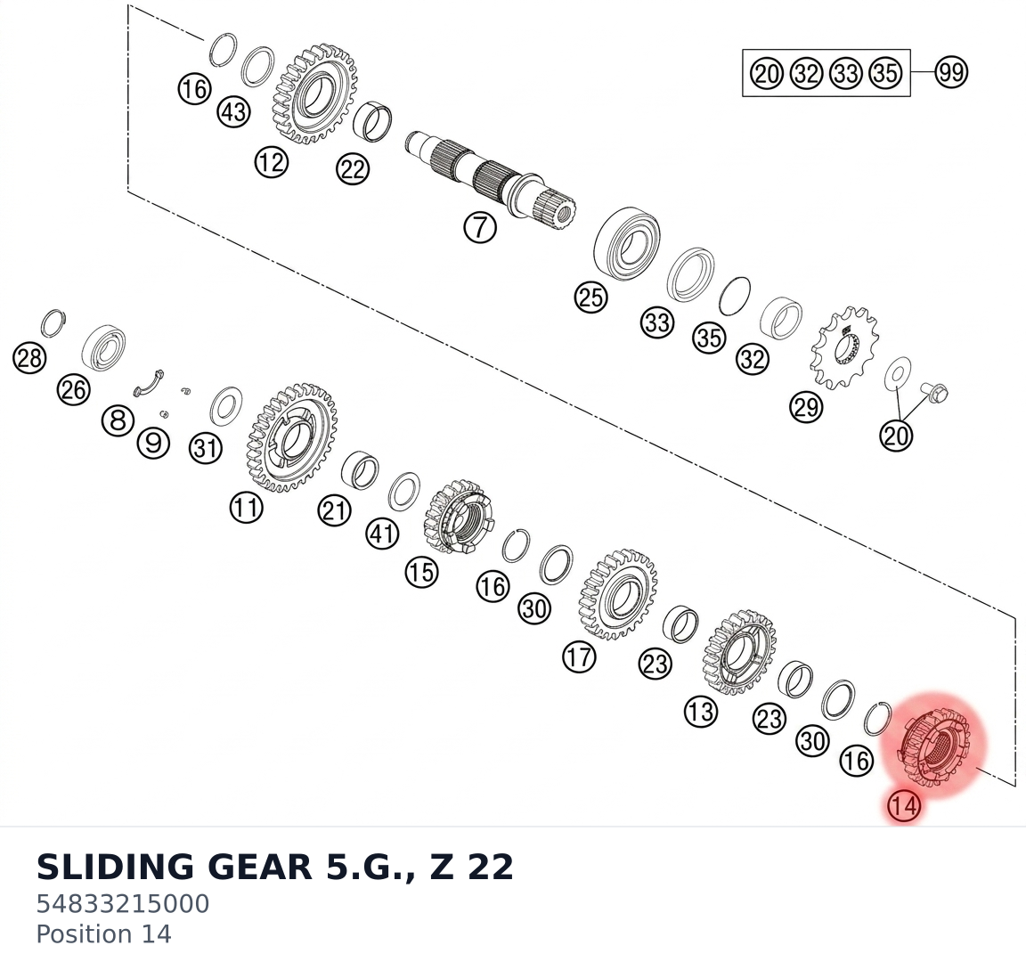 Diagram preview: SLIDING GEAR 5.G., Z 22 (54833215000)