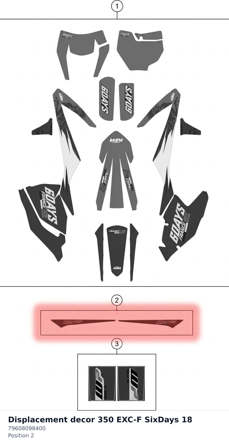 Diagram preview: Displacement decor 350 EXC-F SixDays 18 (79608098400)