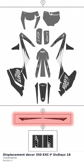 Diagram preview: Displacement decor 350 EXC-F SixDays 18 (79608098400)