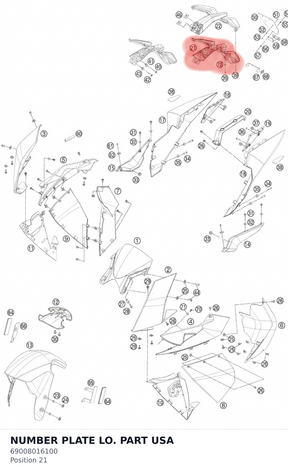 Diagram preview: NUMBER PLATE LO. PART  USA (69008016100)