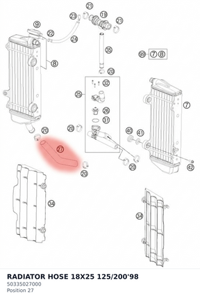Diagram preview: RADIATOR HOSE 18X25 125/200'98 (50335027000)