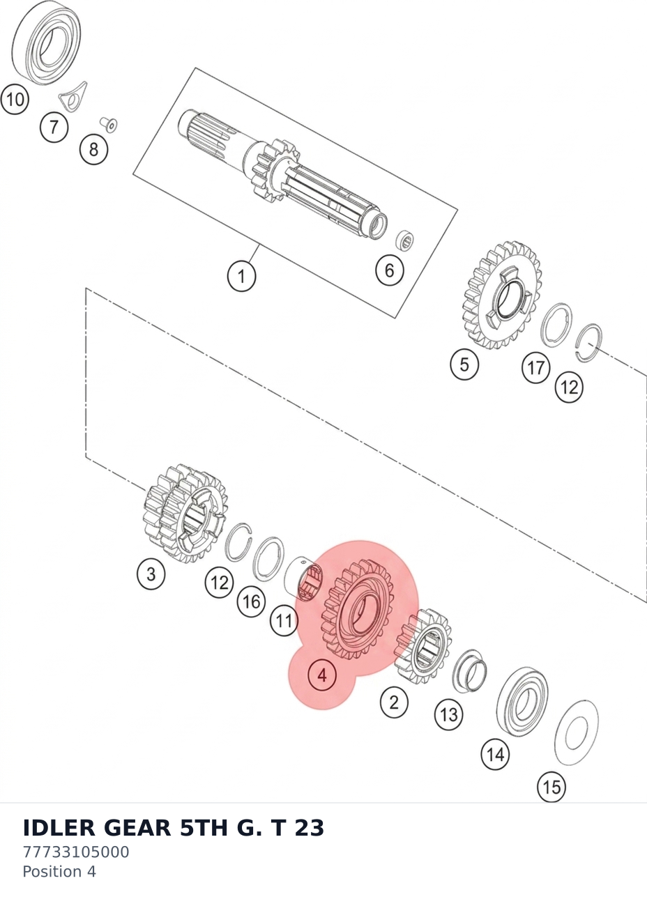 Diagram preview: IDLER GEAR 5TH G.   T 23 (77733105000)