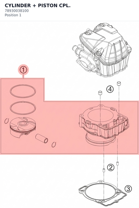 Diagram preview: CYLINDER + PISTON CPL. (78930038100)