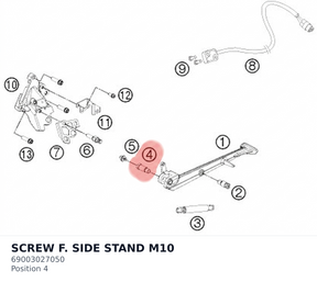 Diagram preview: SCREW F. SIDE STAND M10 (69003027050)