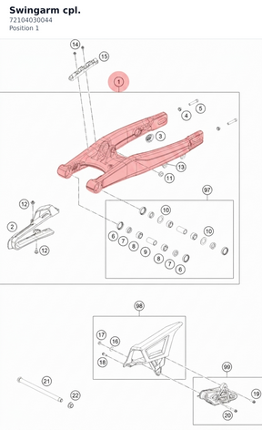 Diagram preview: Swingarm cpl. (72104030044)