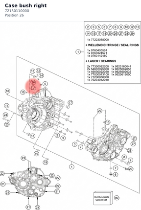 Diagram preview: Case bush right (72130110000)