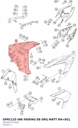 Diagram preview: GPRC125 INR FAIRING EB ORG MATT RH+DCL (94508027033EBC)