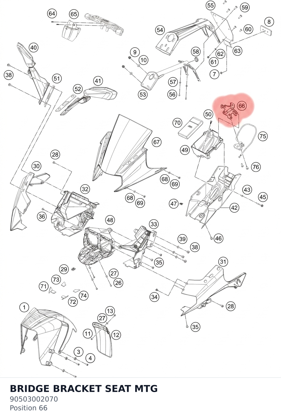 Diagram preview: BRIDGE BRACKET SEAT MTG (90503002070)