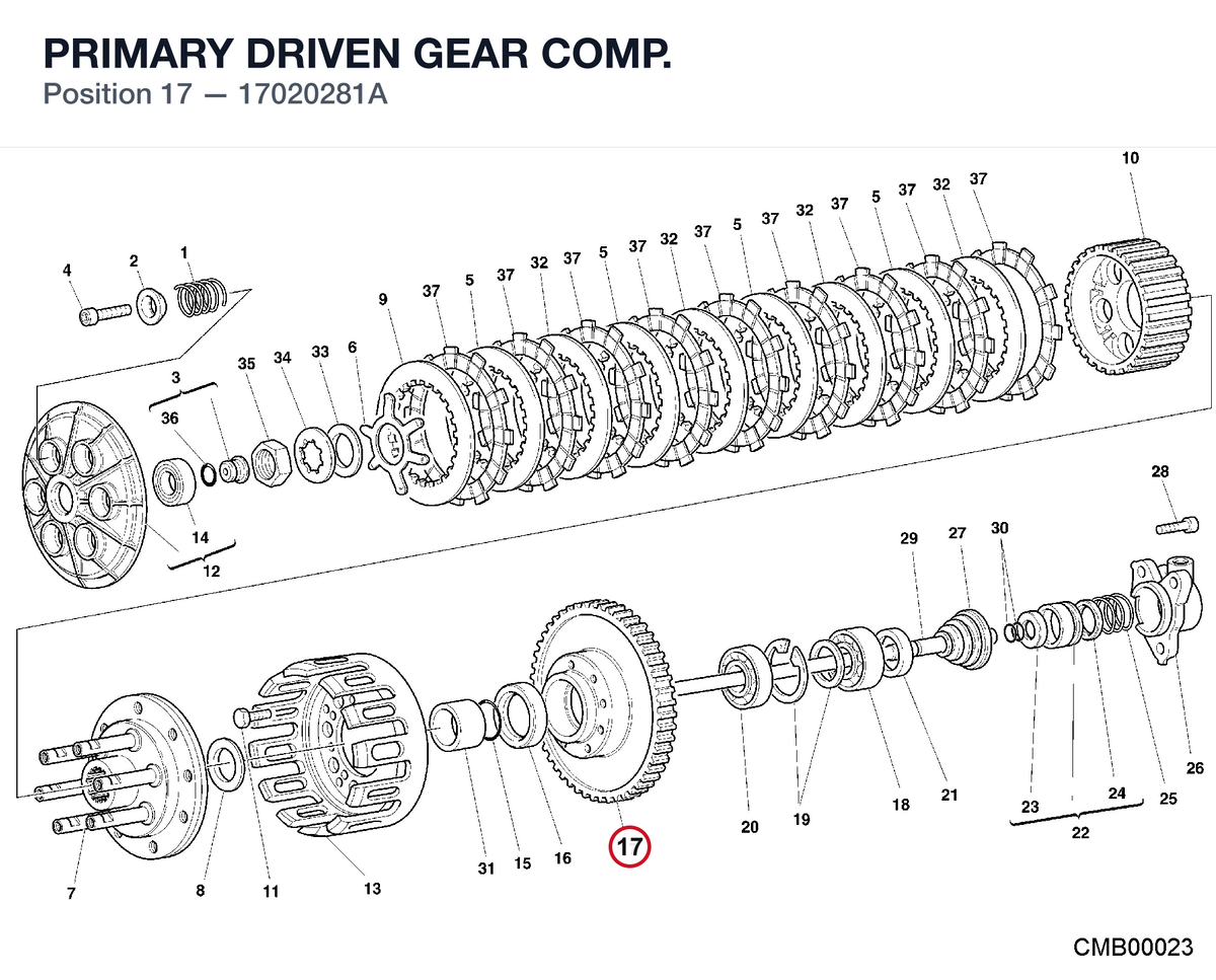 PRIMARY DRIVEN GEAR COMP. 17020281A diagram position